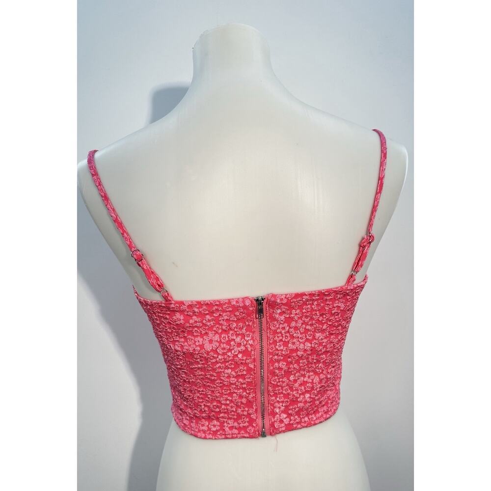 LUSH Womens Pink Floral Corset Crop Top Bustier Cami Adjustable Straps Size M - Picture 5 of 7
